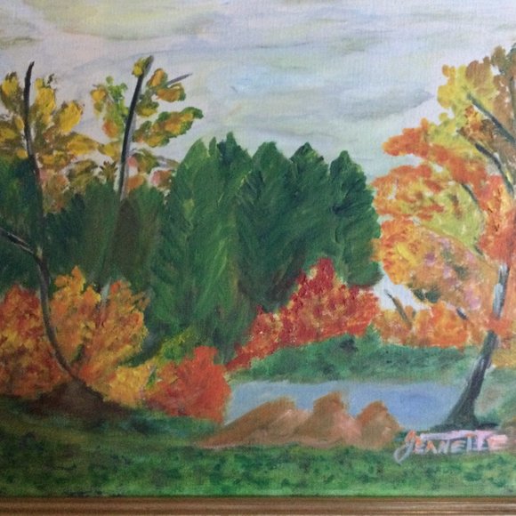 Vintage Original art oil painting natural Canada scene fall scene wall decor - Picture 8 of 9